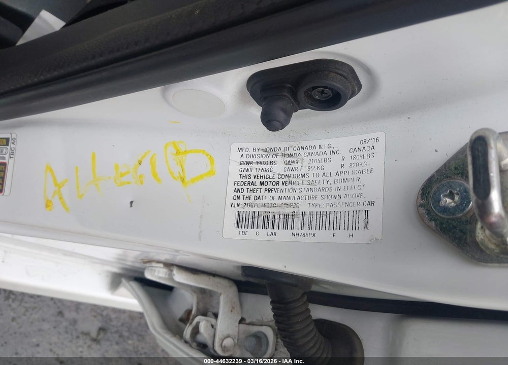 2016 HONDA CIVIC EX-T VIN: 2HGFC1F37GH656826