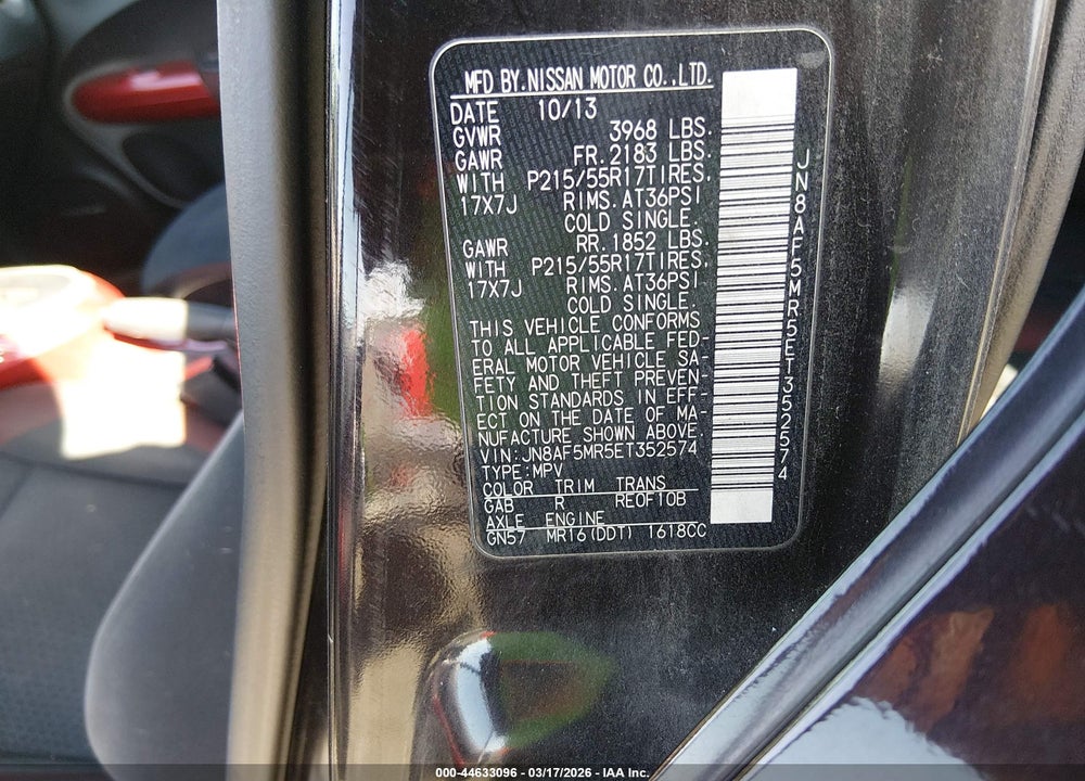 2014 NISSAN JUKE SV VIN: JN8AF5MR5ET352574