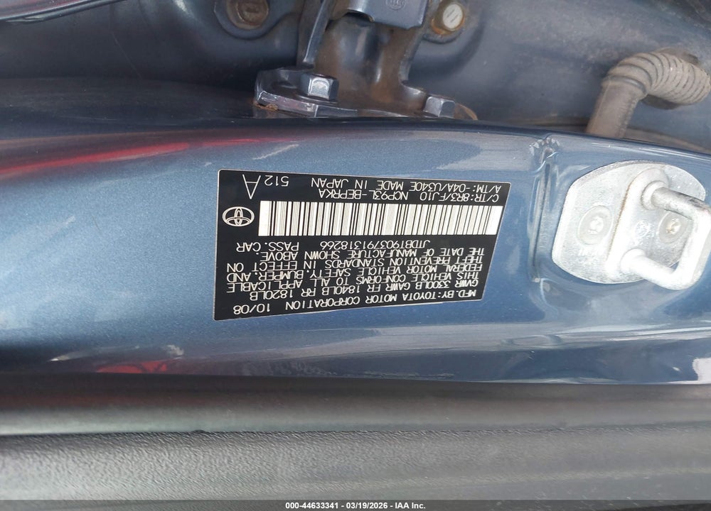 2009 TOYOTA YARIS VIN: JTDBT903791318266
