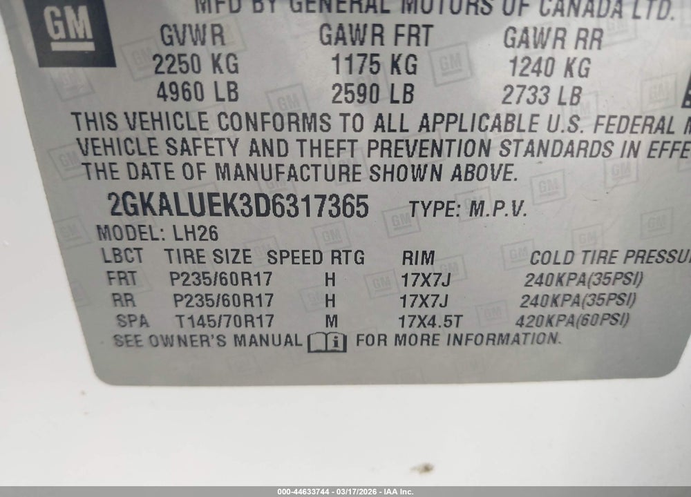 2013 GMC TERRAIN SLT-1 VIN: 2GKALUEK3D6317365
