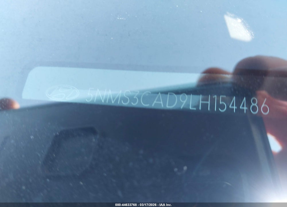 2020 HYUNDAI SANTA FE SEL VIN: 5NMS3CAD9LH154486
