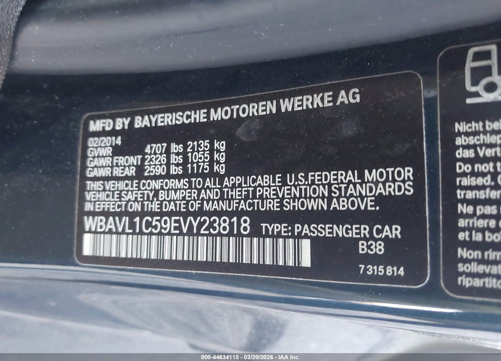 2014 BMW X1 XDRIVE28I VIN: WBAVL1C59EVY23818
