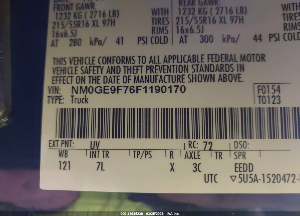 2015 FORD TRANSIT CONNECT XLT VIN: NM0GE9F76F1190170