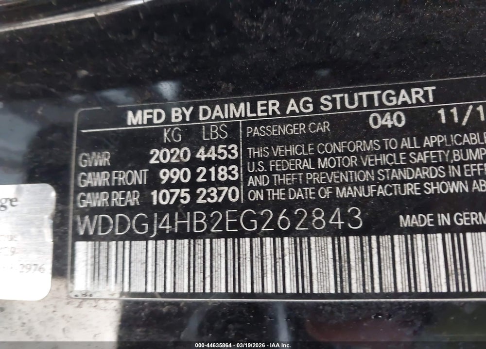 2014 MERCEDES-BENZ C 250 VIN: WDDGJ4HB2EG262843