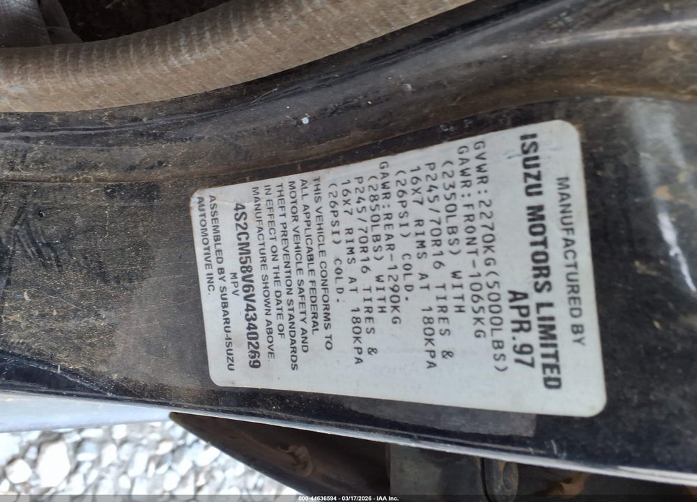 1997 ISUZU RODEO LS 3.2L/S 3.2L VIN: 4S2CM58V6V4340269