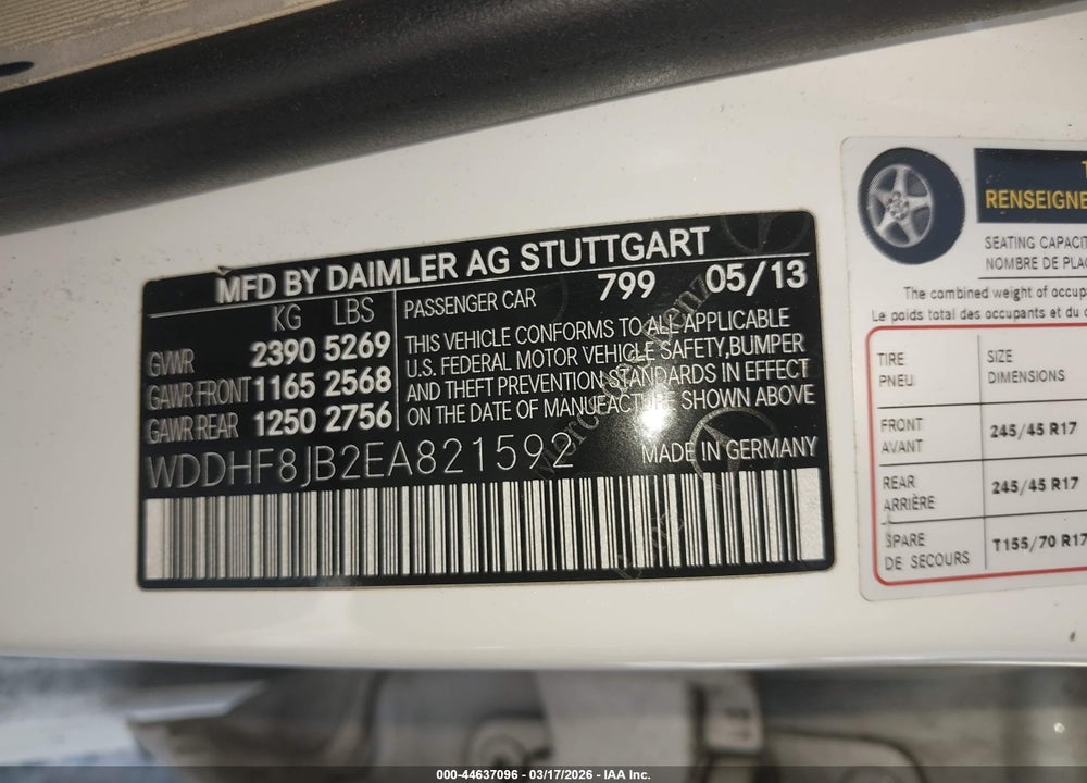 2014 MERCEDES-BENZ E 350 4MATIC VIN: WDDHF8JB2EA821592