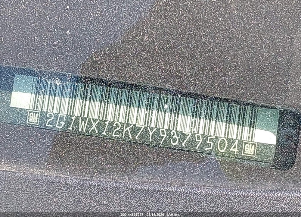 2000 CHEVROLET MONTE CARLO SS VIN: 2G1WX12K7Y9379504