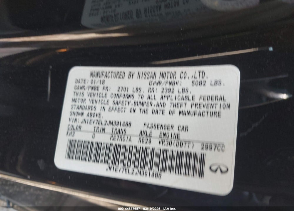 2018 INFINITI Q60 VIN: JN1EV7EL2JM391488