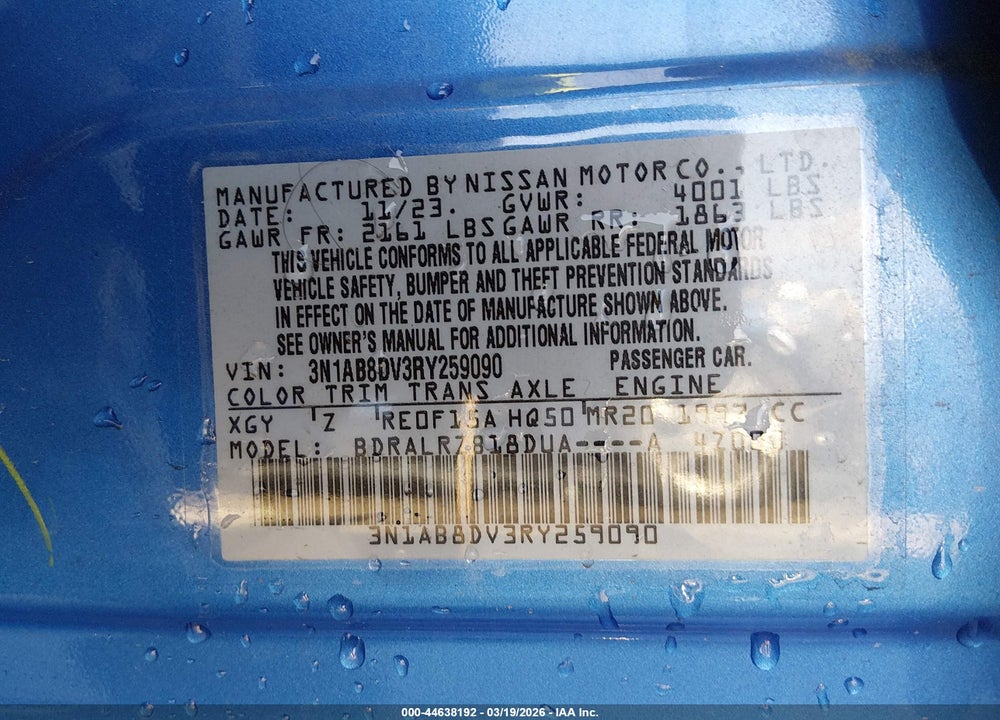 2024 NISSAN SENTRA SR XTRONIC CVT VIN: 3N1AB8DV3RY259090