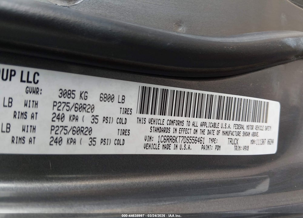 2013 RAM 1500 EXPRESS VIN: 1C6RR6KT7DS556461