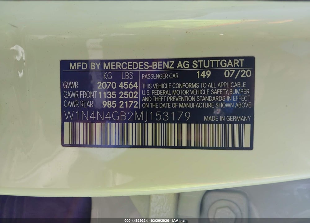 2021 MERCEDES-BENZ GLA 250 VIN: W1N4N4GB2MJ153179