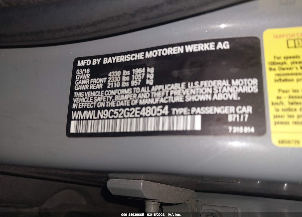 2016 MINI CLUBMAN COOPER S VIN: WMWLN9C52G2E48054