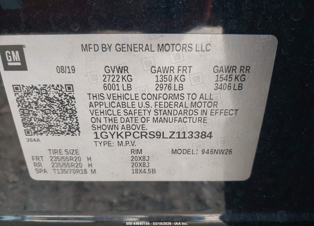 2020 CADILLAC XT6 FWD PREMIUM LUXURY VIN: 1GYKPCRS9LZ113384