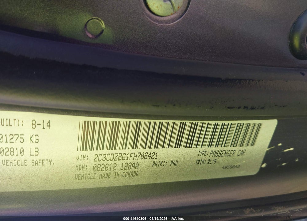 2015 DODGE CHALLENGER SXT PLUS VIN: 2C3CDZBG1FH706421