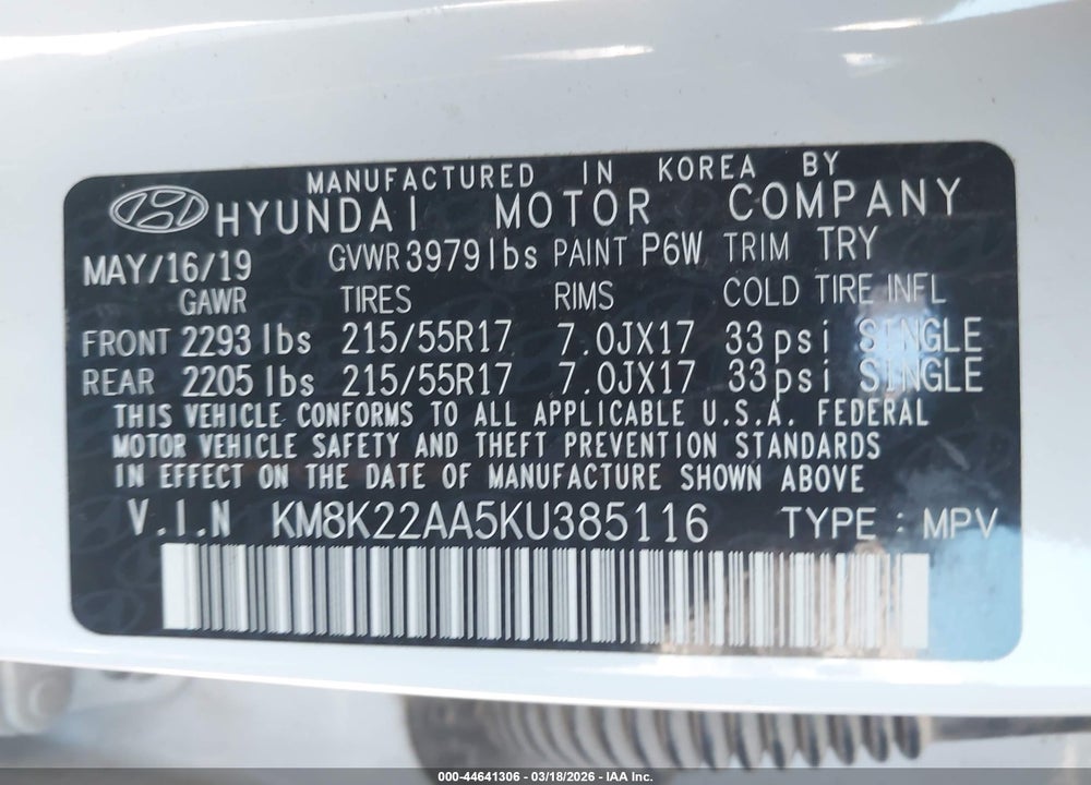 2019 HYUNDAI KONA SEL VIN: KM8K22AA5KU385116