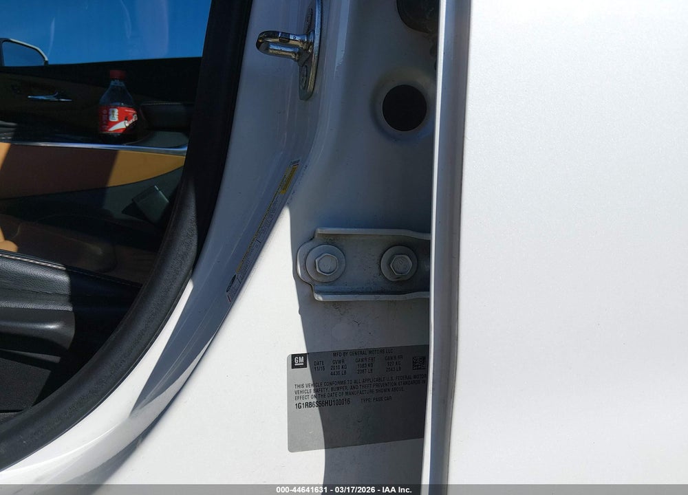 2017 CHEVROLET VOLT PREMIER VIN: 1G1RB6S56HU100016