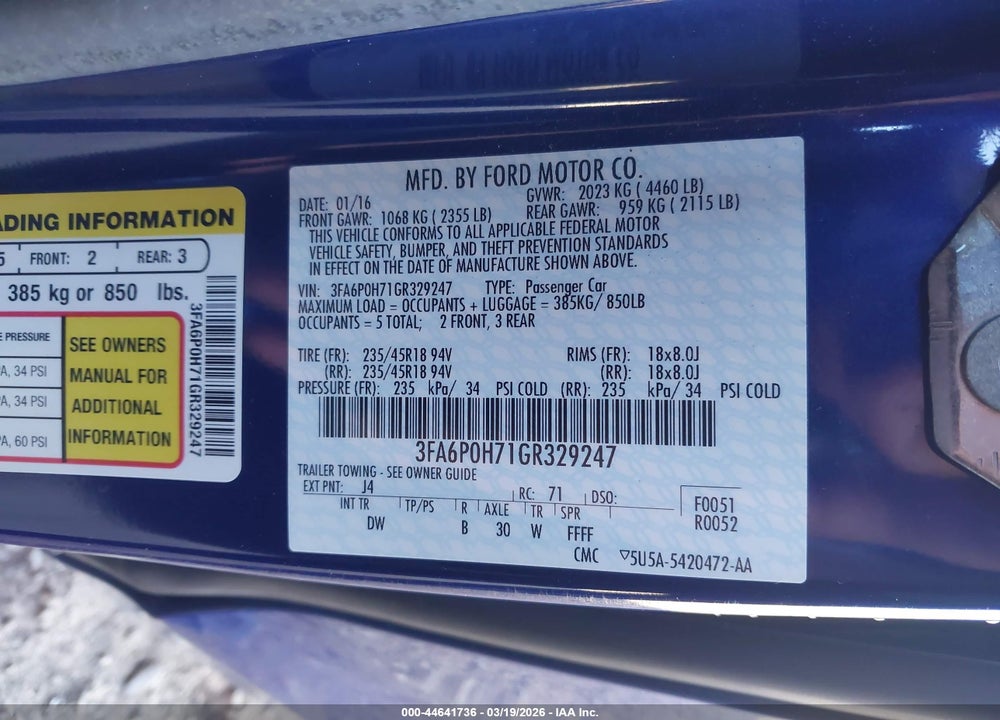 2016 FORD FUSION SE VIN: 3FA6P0H71GR329247