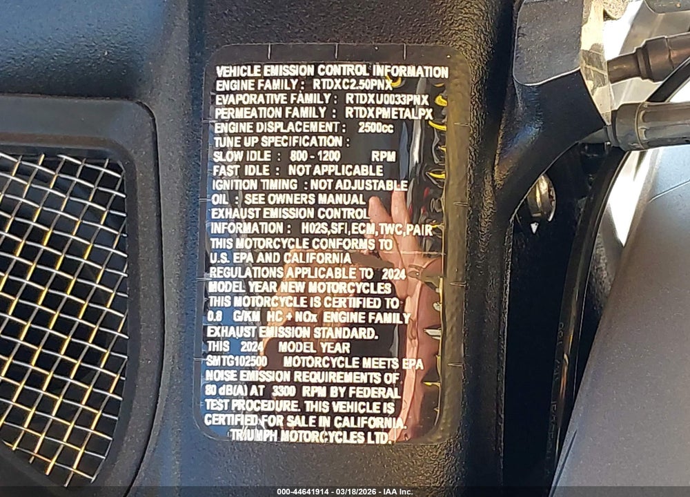 2024 TRIUMPH MOTORCYCLE ROCKET 3 GT VIN: SMTG10JX9RTBP7458