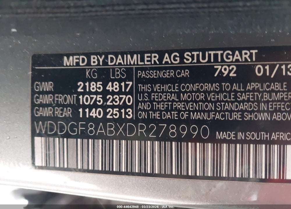 2013 MERCEDES-BENZ C 300 SPORT 4MATIC VIN: WDDGF8ABXDR278990