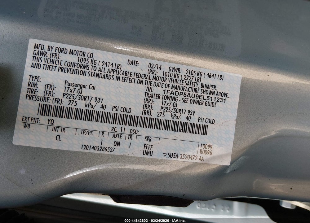 2014 FORD C-MAX HYBRID SE VIN: 1FADP5AU9EL511231