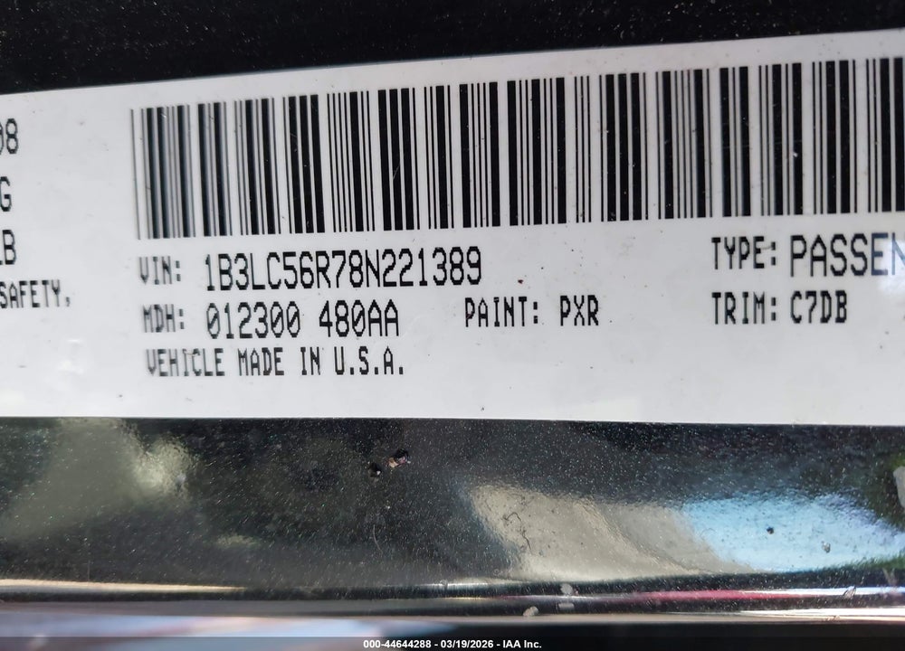 2008 DODGE AVENGER SXT VIN: 1B3LC56R78N221389