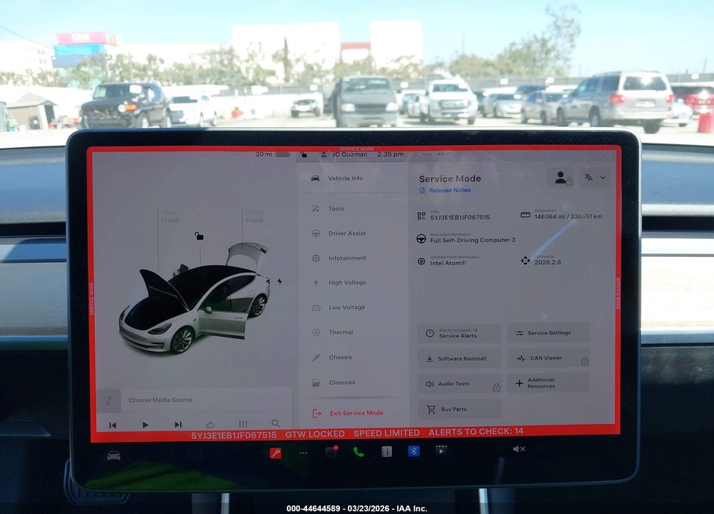 2018 TESLA MODEL 3 LONG RANGE/PERFORMANCE VIN: 5YJ3E1EB1JF067515