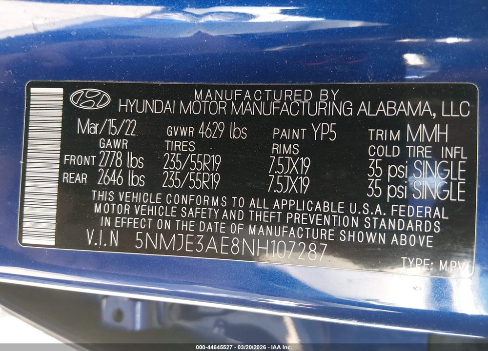 2022 HYUNDAI TUCSON LIMITED VIN: 5NMJE3AE8NH107287