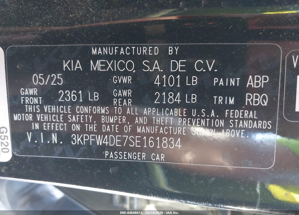 2025 KIA K4 GT-LINE VIN: 3KPFW4DE7SE161834