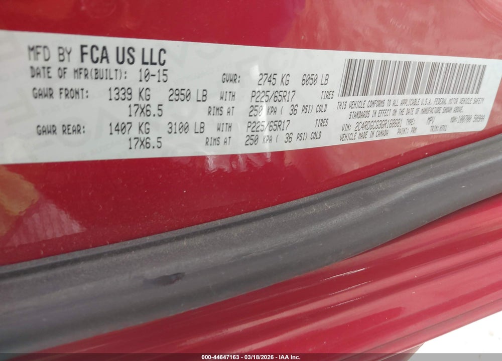 2016 DODGE GRAND CARAVAN SXT VIN: 2C4RDGCG3GR168681