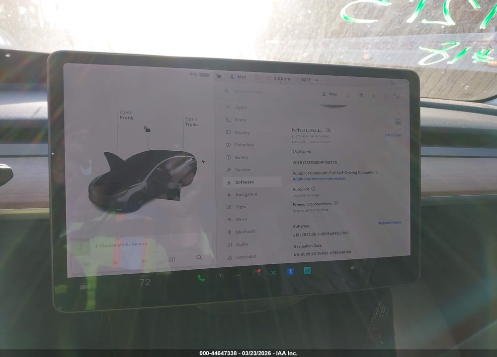 2022 TESLA MODEL 3 LONG RANGE DUAL MOTOR ALL-WHEEL DRIVE VIN: 5YJ3E1EB0NF158376