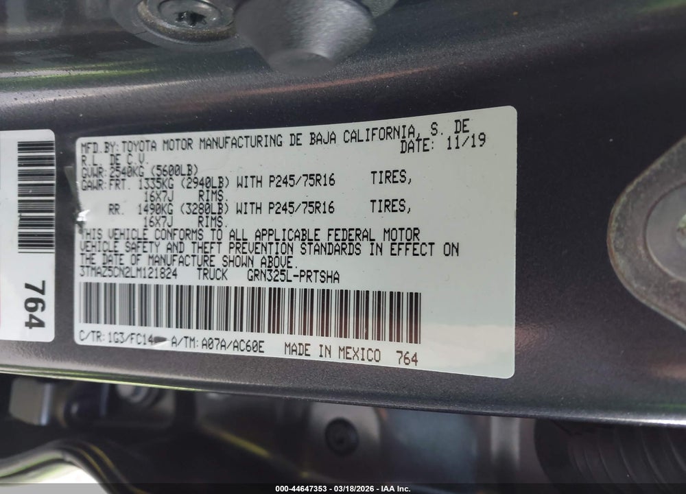 2020 TOYOTA TACOMA SR5 V6 VIN: 3TMAZ5CN2LM121824