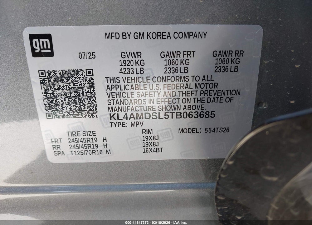 2026 BUICK ENCORE GX SPORT TOURING FWD VIN: KL4AMDSL5TB063685