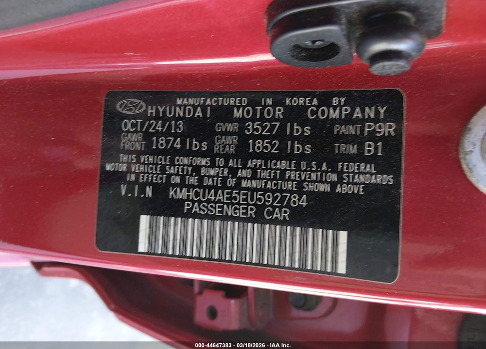 2014 HYUNDAI ACCENT GLS VIN: KMHCU4AE5EU592784
