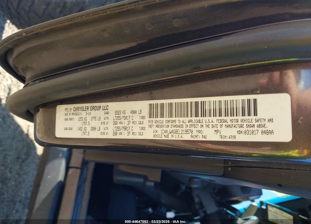2014 JEEP WRANGLER WILLYS WHEELER VIN: 1C4AJWAG8EL219570