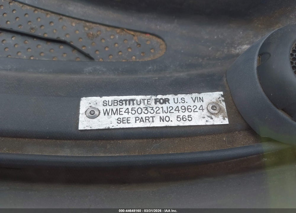 2005 SMART FORTWO VIN: WME4503321J249624