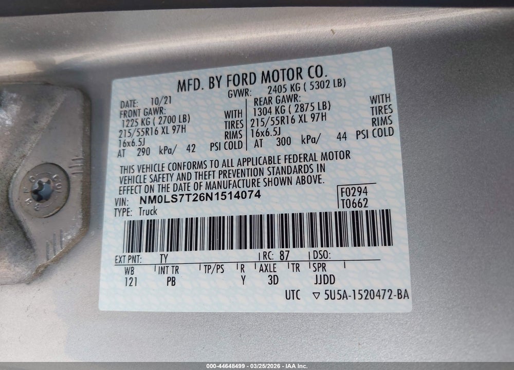 2022 FORD TRANSIT CONNECT XLT VIN: NM0LS7T26N1514074