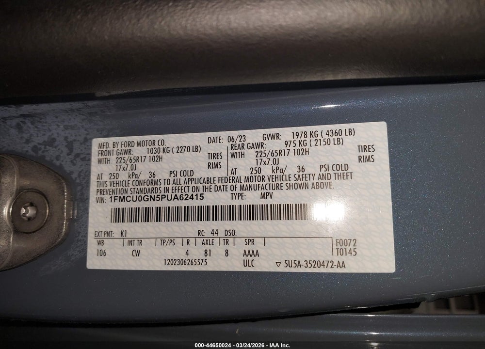 2023 FORD ESCAPE ACTIVE VIN: 1FMCU0GN5PUA62415