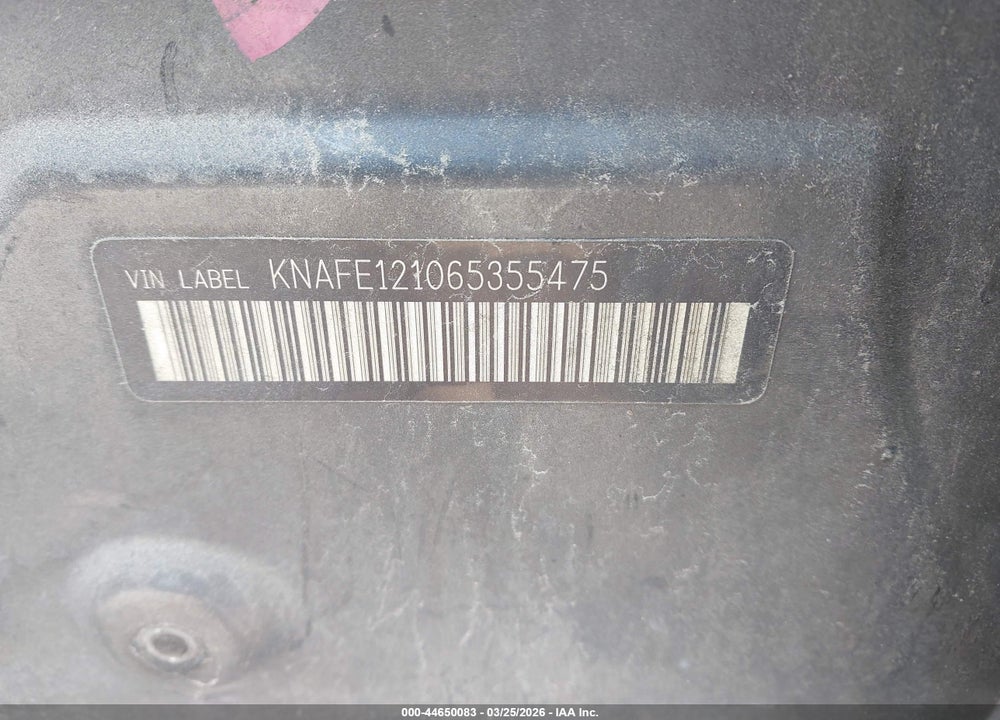 2006 KIA SPECTRA EX/LX/SX VIN: KNAFE121065355475