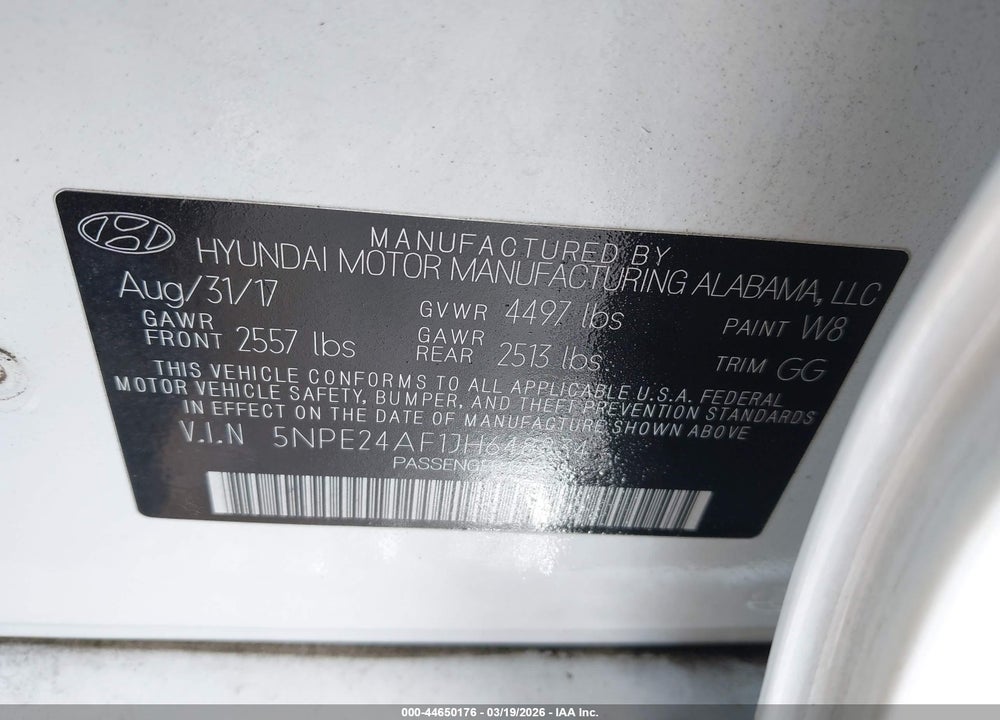 2018 HYUNDAI SONATA SE VIN: 5NPE24AF1JH648834