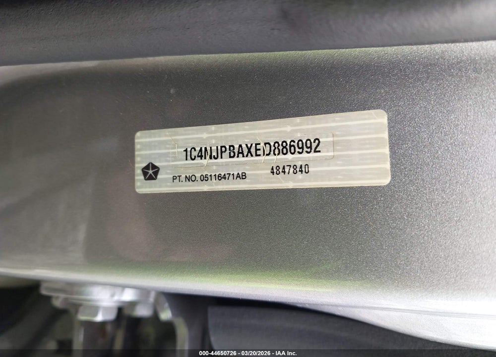 2014 JEEP PATRIOT ALTITUDE VIN: 1C4NJPBAXED886992