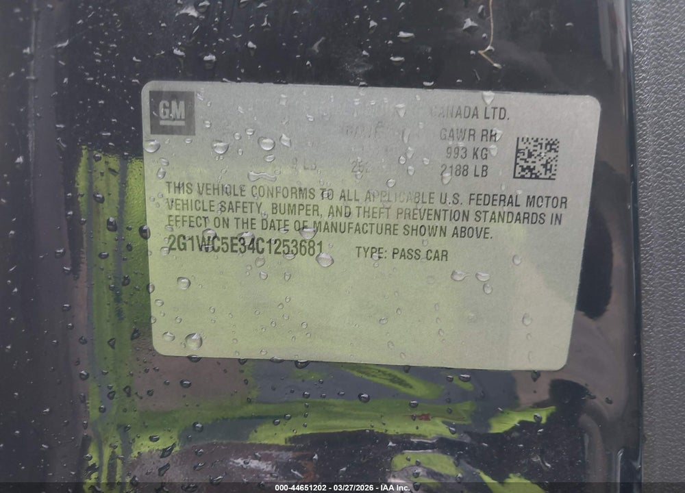 2012 CHEVROLET IMPALA LTZ VIN: 2G1WC5E34C1253681