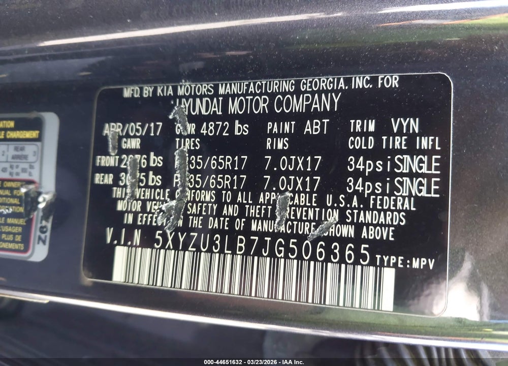 2018 HYUNDAI SANTA FE SPORT 2.4L VIN: 5XYZU3LB7JG506365