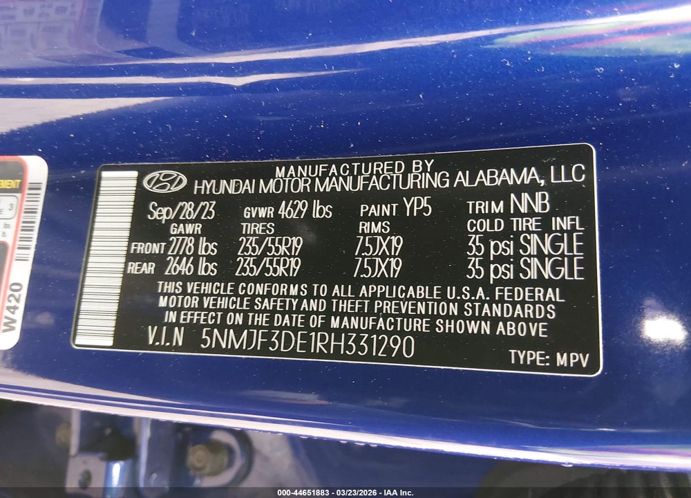 2024 HYUNDAI TUCSON SEL VIN: 5NMJF3DE1RH331290