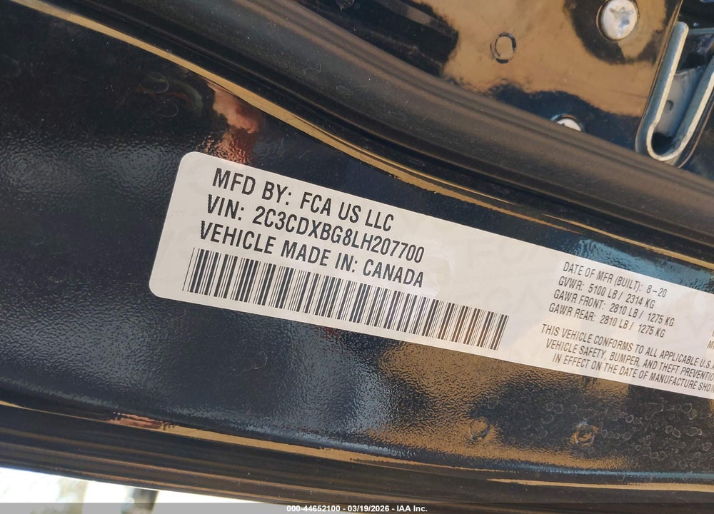 2020 DODGE CHARGER SXT RWD VIN: 2C3CDXBG8LH207700