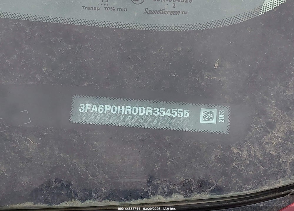 2013 FORD FUSION SE VIN: 3FA6P0HR0DR354556
