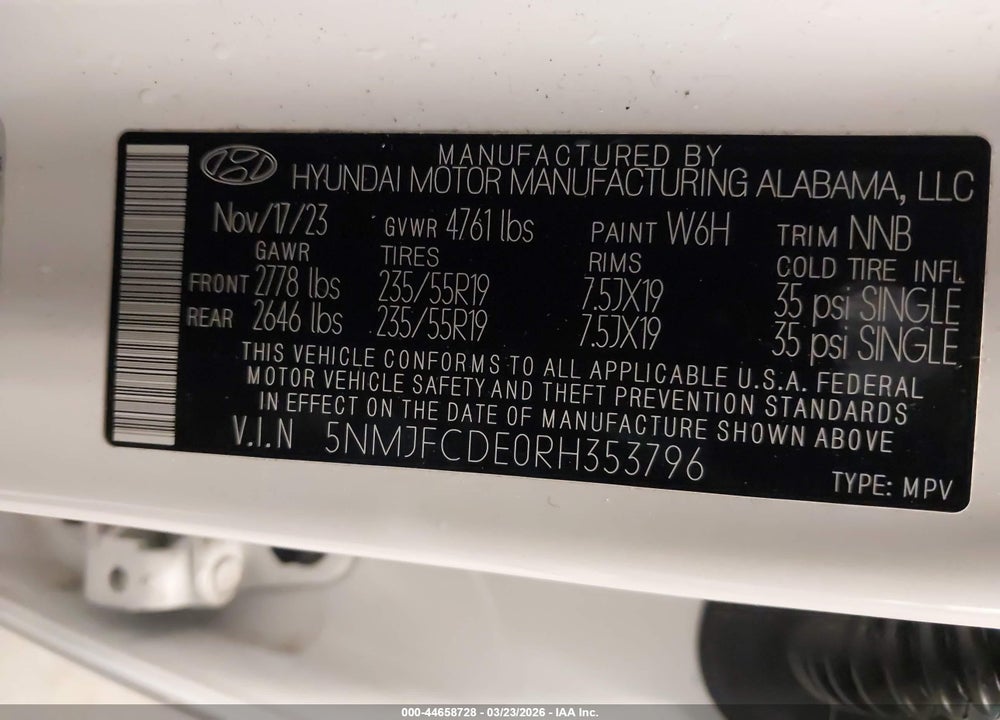 2024 HYUNDAI TUCSON SEL VIN: 5NMJFCDE0RH353796