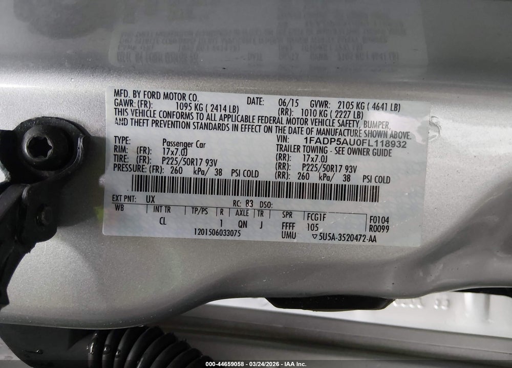 2015 FORD C-MAX HYBRID SE VIN: 1FADP5AU0FL118932