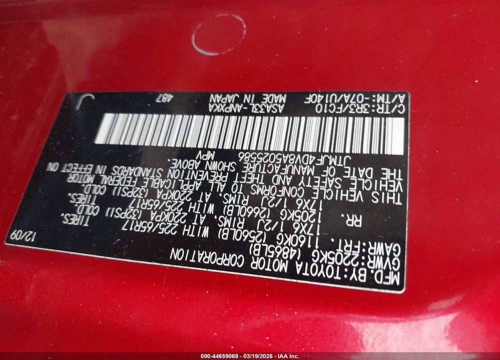 2010 TOYOTA RAV4 VIN: JTMJF4DV8A5025586