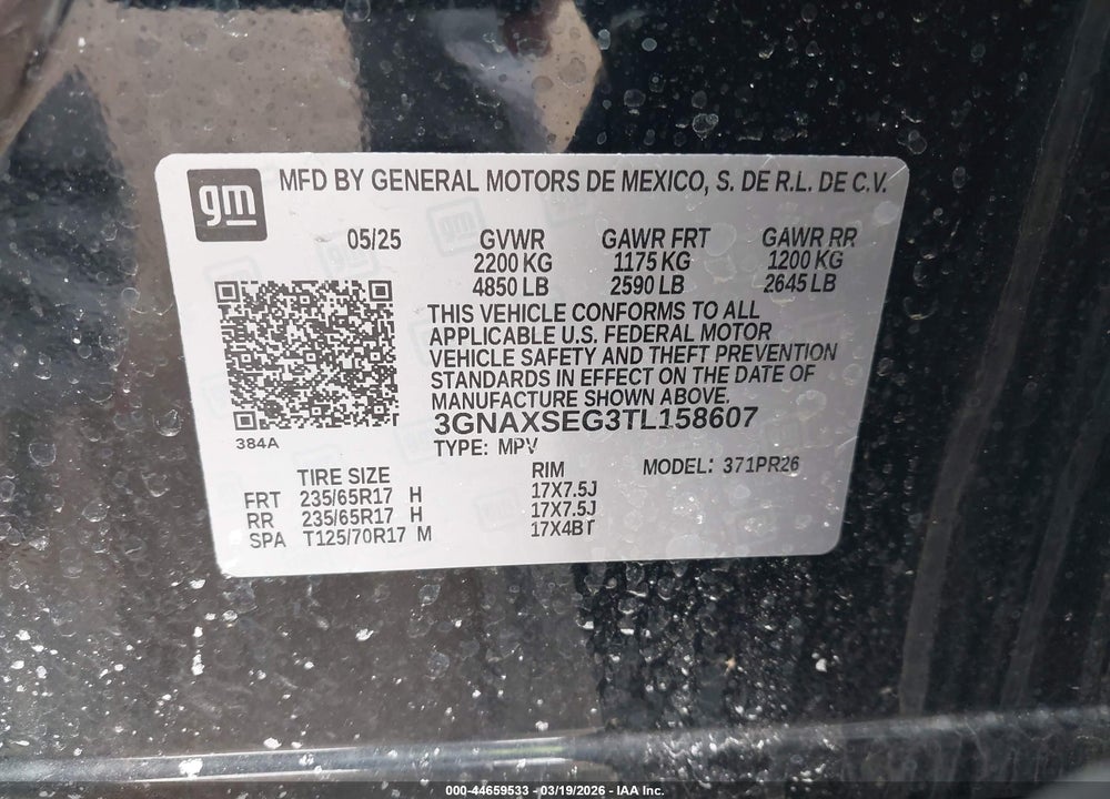 2026 CHEVROLET EQUINOX AWD ACTIV VIN: 3GNAXSEG3TL158607