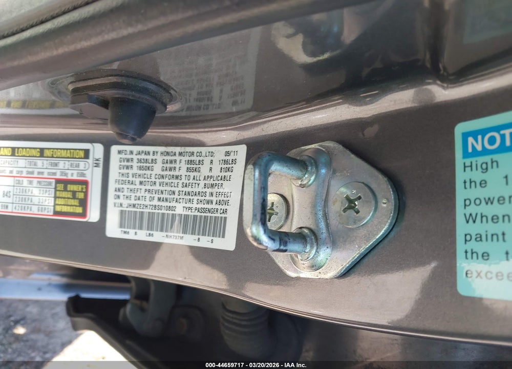 2011 HONDA INSIGHT EX VIN: JHMZE2H72BS010802